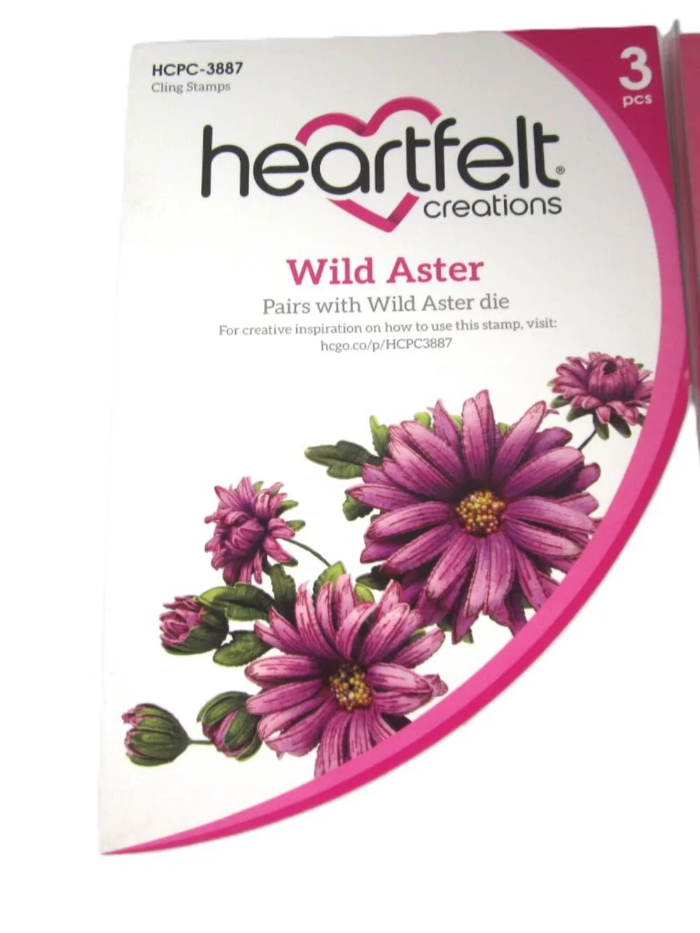 Heartfelt Creations Wild Aster Cling Stamps 3 Pcs Floral Summer Spring